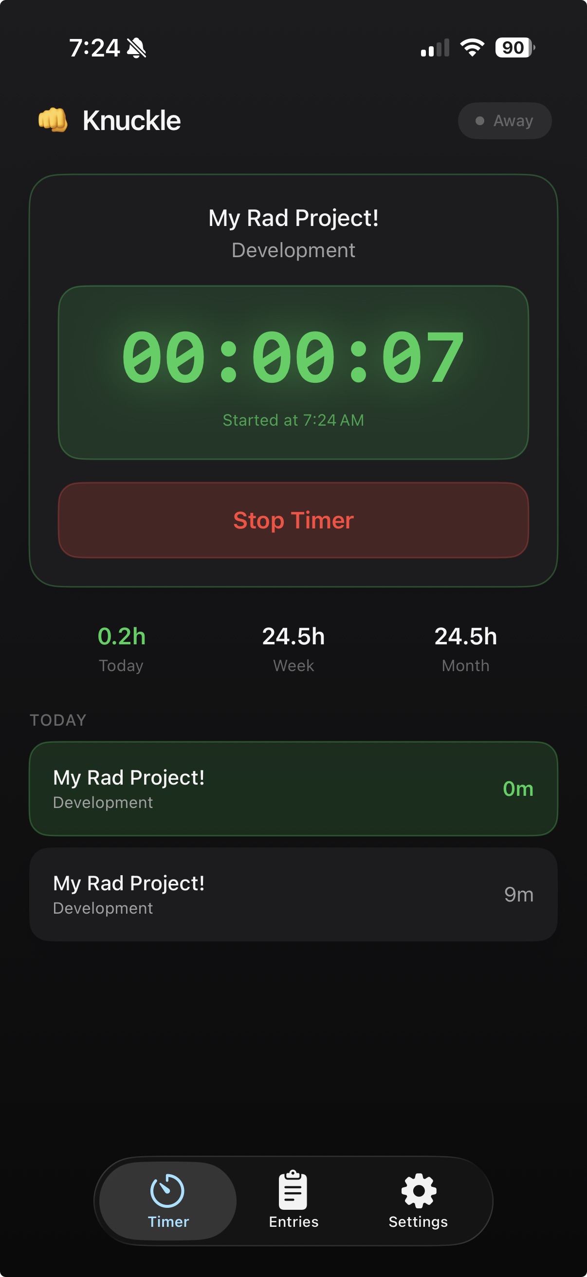 Manual tracking screen