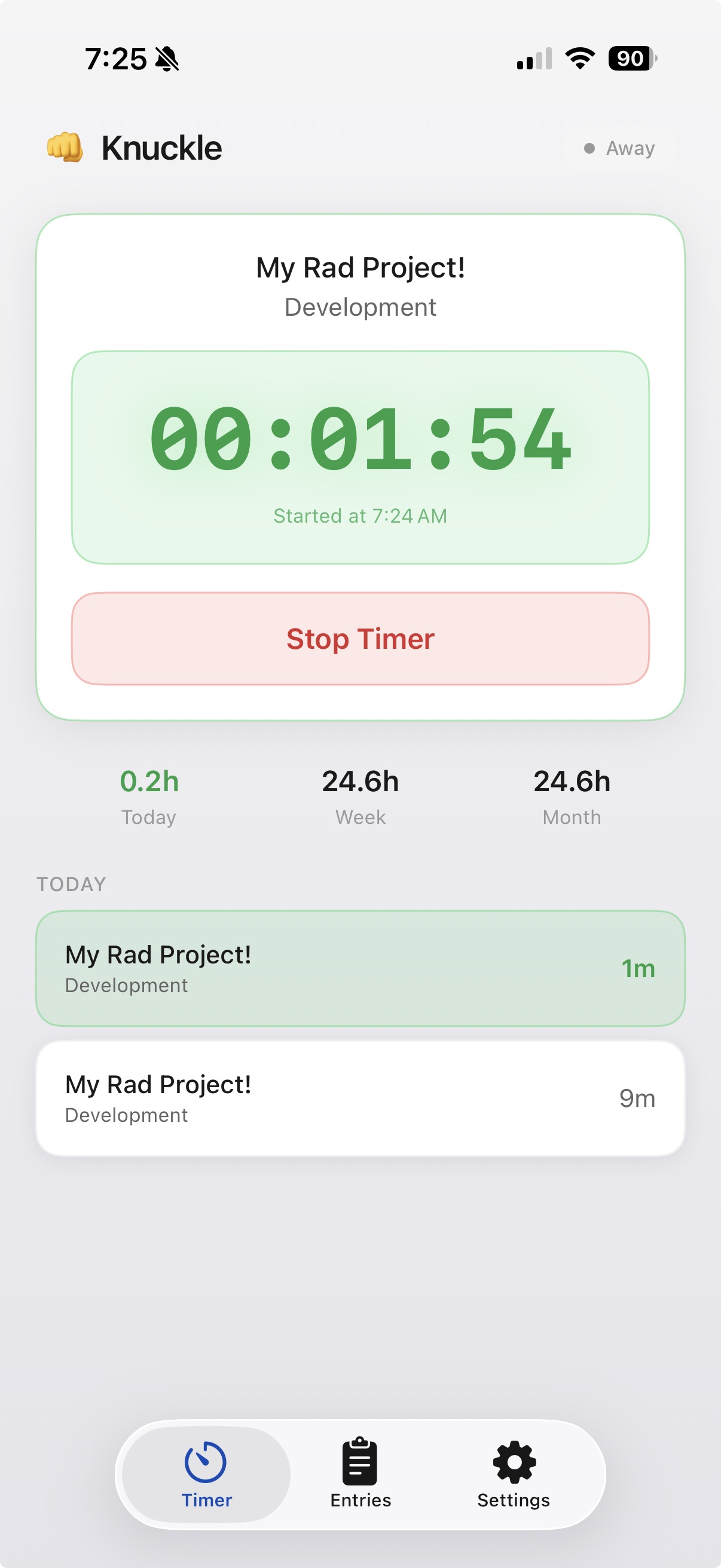 Manual tracking screen